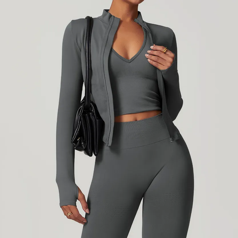 Seamless Activewear Custom Athletic Jackets Women's Jacket with Thumb Holes