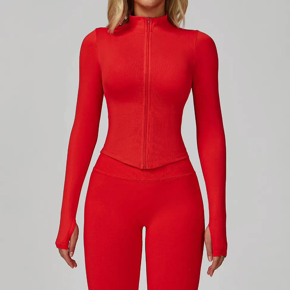 Seamless Activewear Custom Athletic Jackets Women's Jacket with Thumb Holes