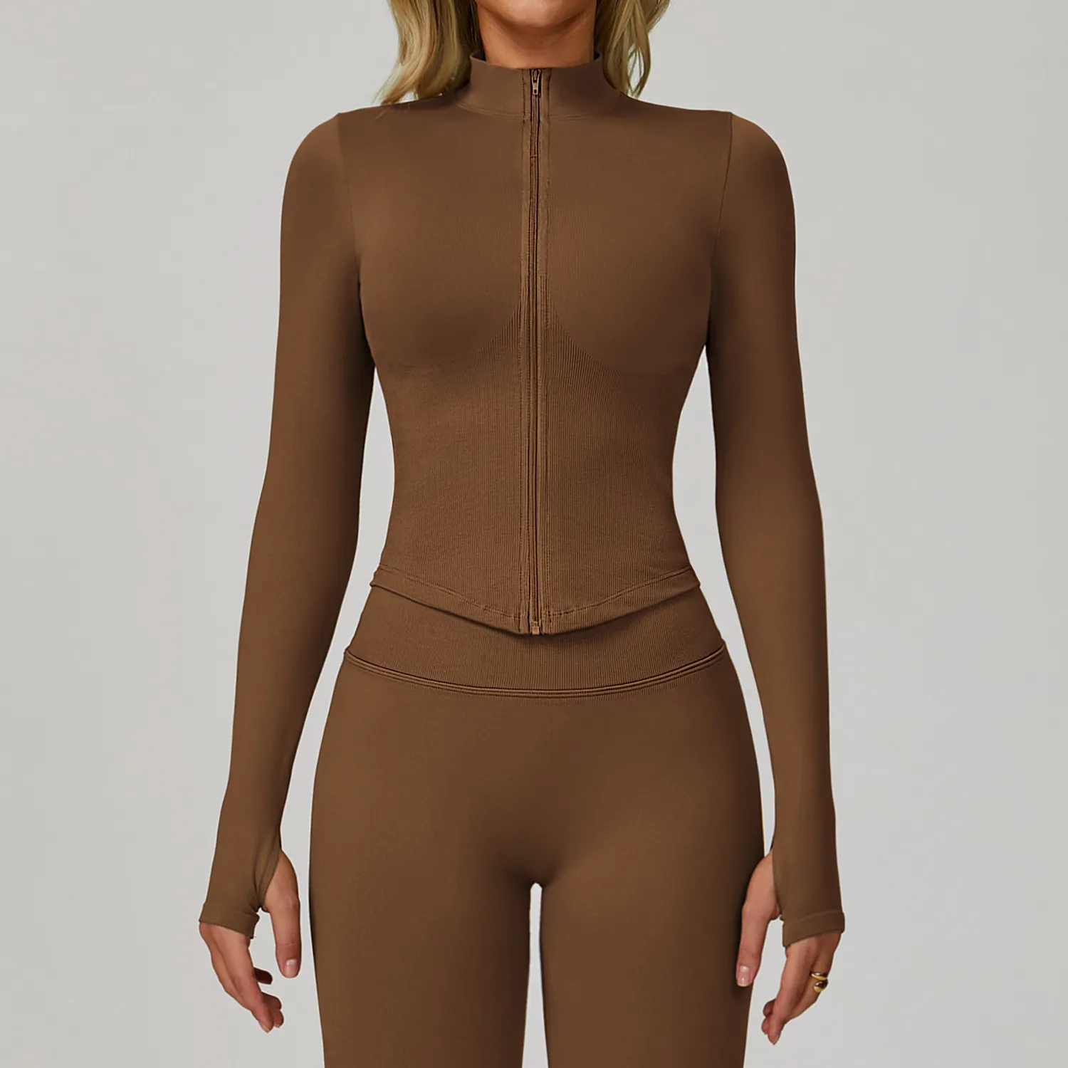 Seamless Activewear Custom Athletic Jackets Women's Jacket with Thumb Holes