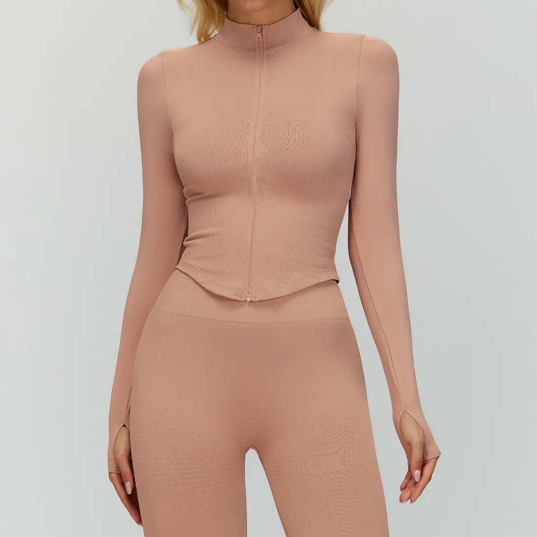 Seamless Activewear Custom Athletic Jackets Women's Jacket with Thumb Holes