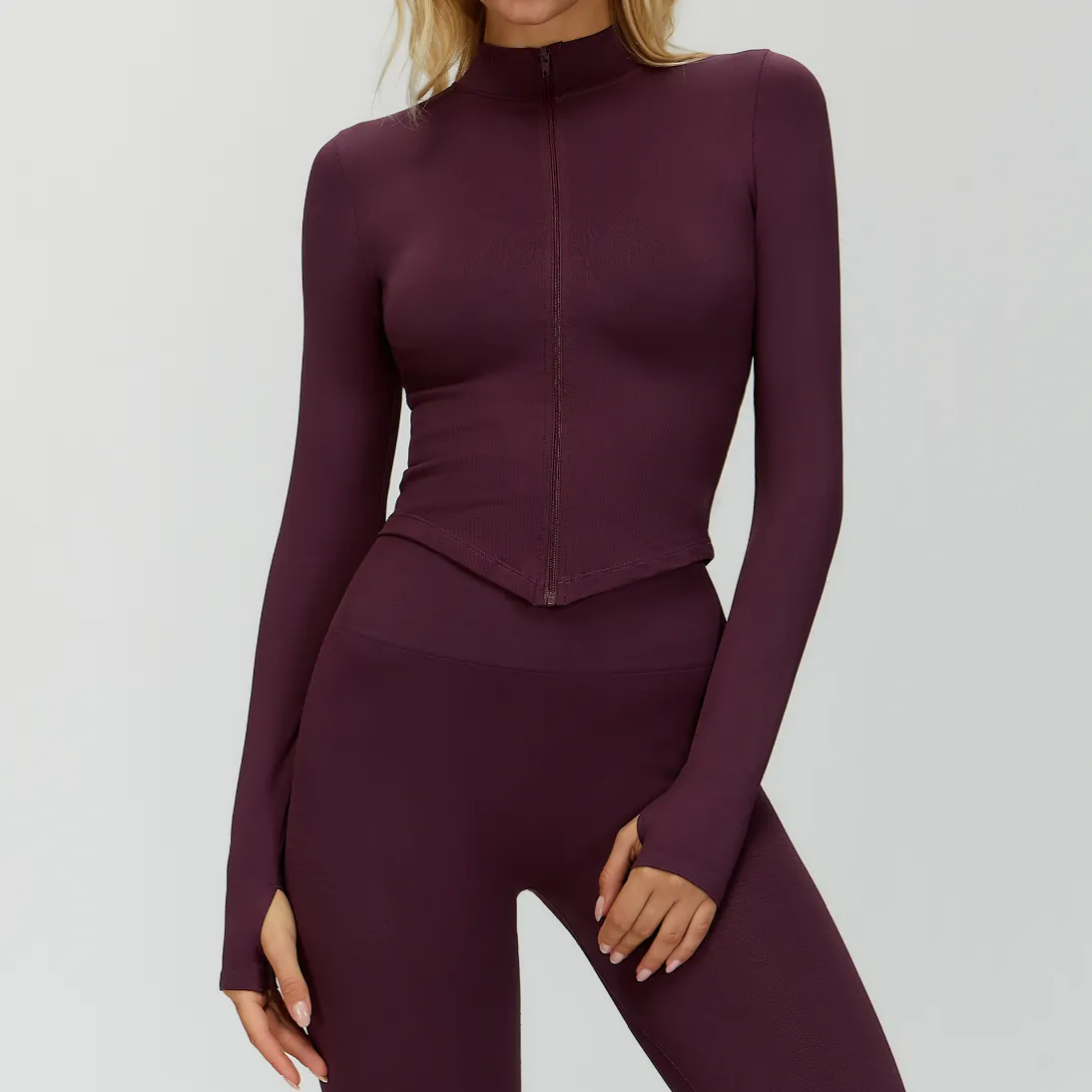 Seamless Activewear Custom Athletic Jackets Women's Jacket with Thumb Holes