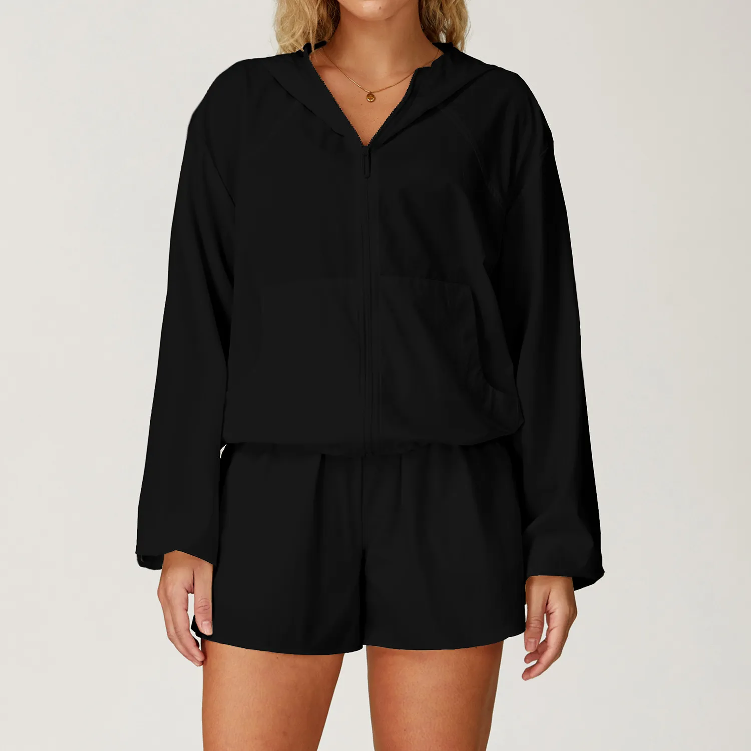 Activewear Apparel Manufacturers Sun Protection Lightweight Exercise Hooded Jacket