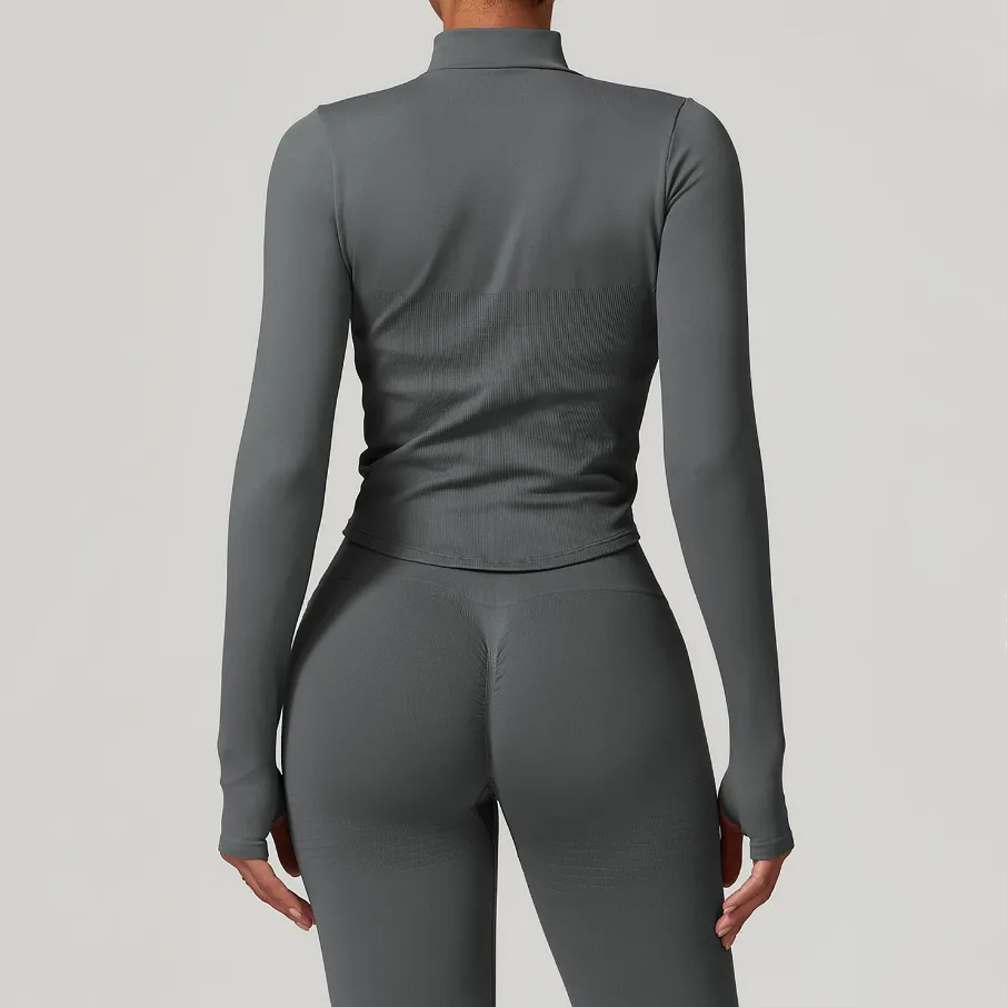 Seamless Activewear Custom Athletic Jackets Women's Jacket with Thumb Holes