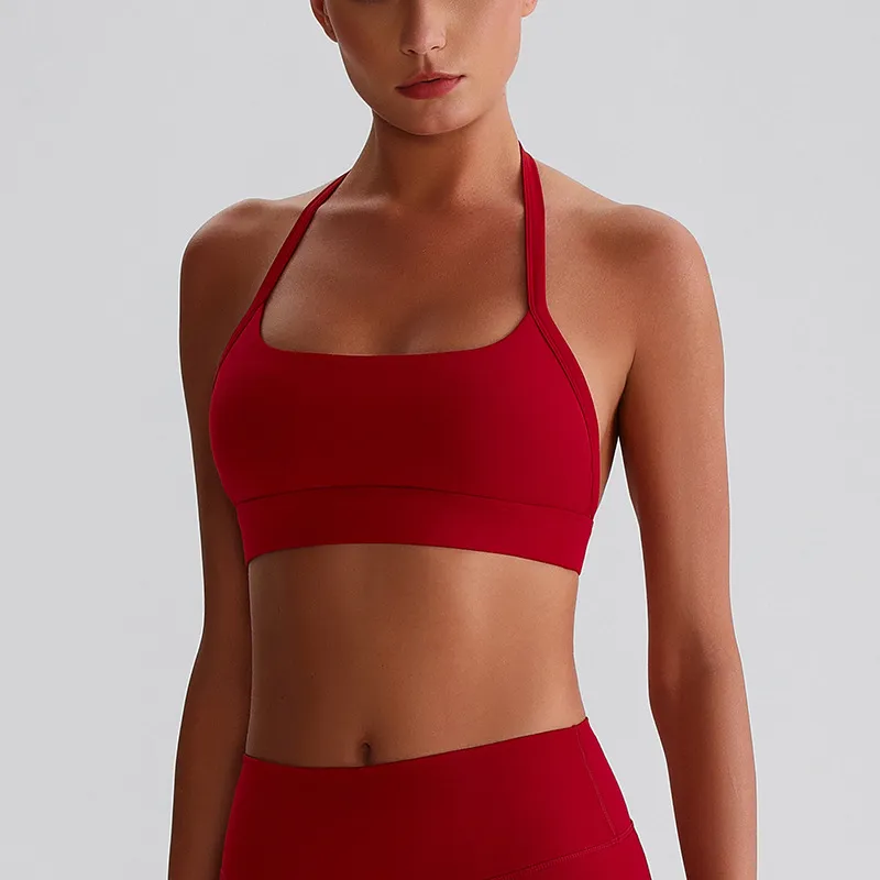 Halter Sports Bra Medium Support Padded Workout Bra Wholesale Fitness Clothing