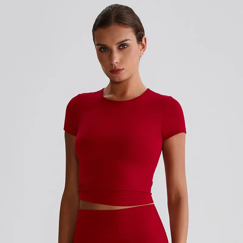 Women Basic Tee Shirts Shorts Sleeve Yoga Top Custom Gym Wear Manufacturers