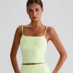 Spaghetti Strap Tank Top with Built in Bra​ Recycled Sportswear Custom Fitness Apparel