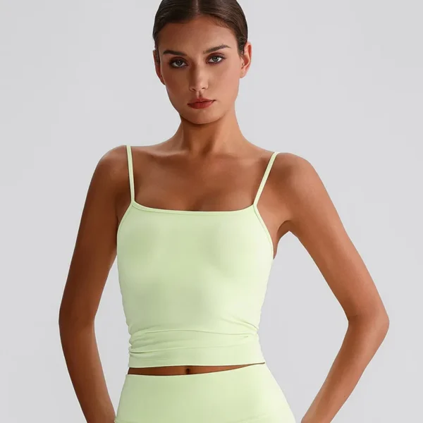 Spaghetti Strap Tank Top with Built in Bra​ Recycled Sportswear Custom Fitness Apparel