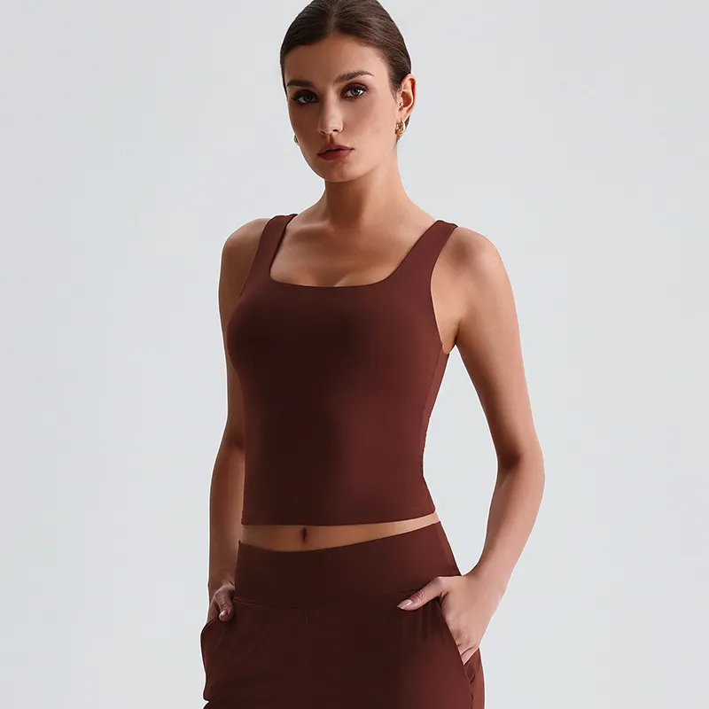 Square Neck Tank Top​​ Padded Sports Bras for Women Custom Fitness Apparel
