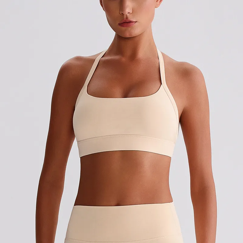 Halter Sports Bra Medium Support Padded Workout Bra Wholesale Fitness Clothing