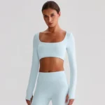 Long Sleeve Yoga Tops​ Square Neck T Shirt Gym Clothing Manufacturers