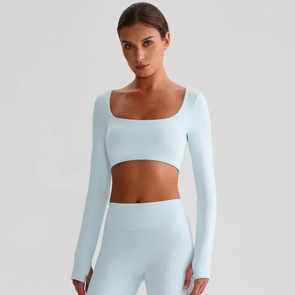Long Sleeve Yoga Tops​ Square Neck T Shirt Gym Clothing Manufacturers