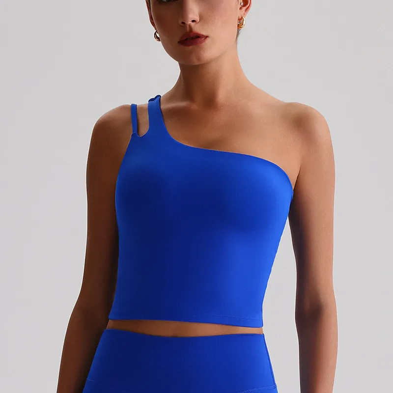 One Shoulder Sports Bra Wholesale Workout Clothes Recycled Fitness Tank Tops​