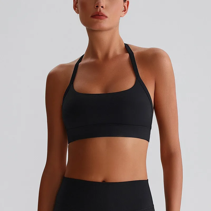 Halter Sports Bra Medium Support Padded Workout Bra Wholesale Fitness Clothing