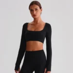 Long Sleeve Yoga Tops​ Square Neck T Shirt Gym Clothing Manufacturers