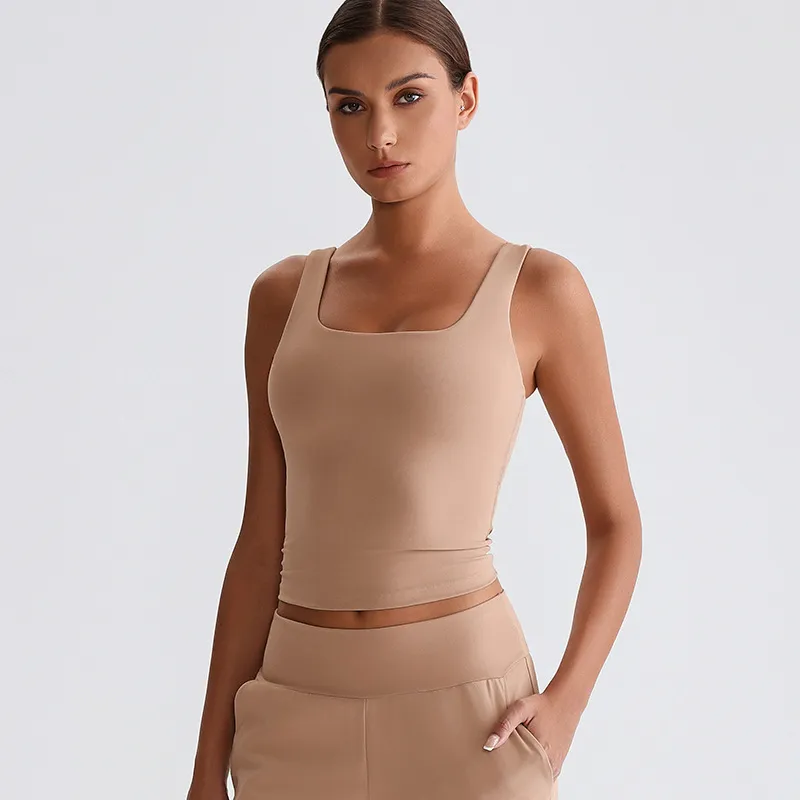 Square Neck Tank Top​​ Padded Sports Bras for Women Custom Fitness Apparel