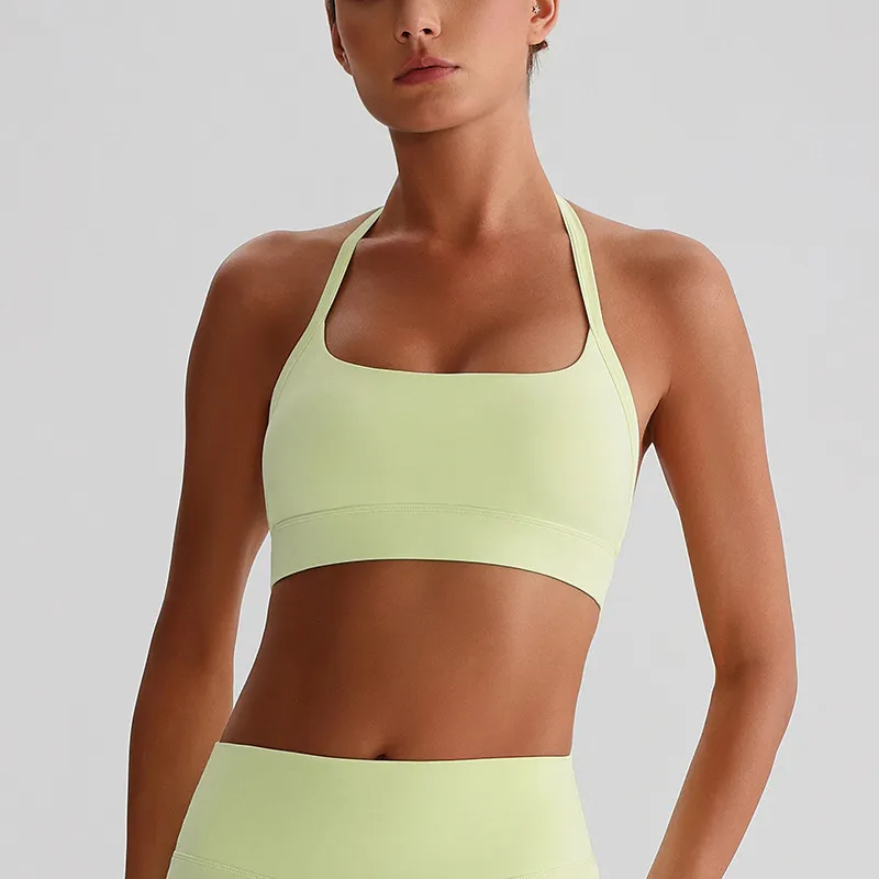 Halter Sports Bra Medium Support Padded Workout Bra Wholesale Fitness Clothing
