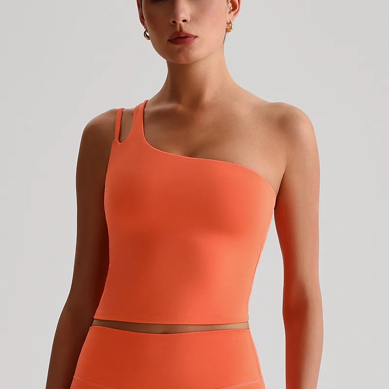 One Shoulder Sports Bra Wholesale Workout Clothes Recycled Fitness Tank Tops​