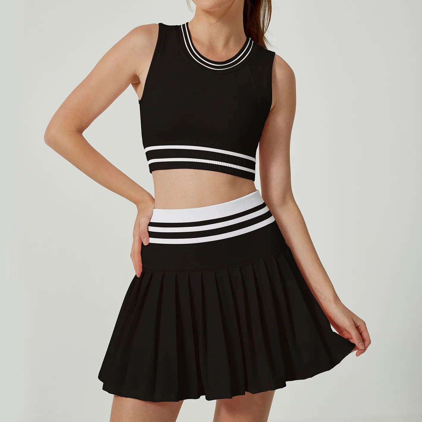 Gym Wear Manufacturers Custom Workout Clothing High Waist Tennis Skort Set