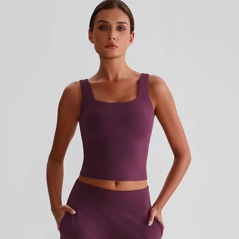 Square Neck Tank Top Padded Sports Bras for Women Custom Fitness Apparel