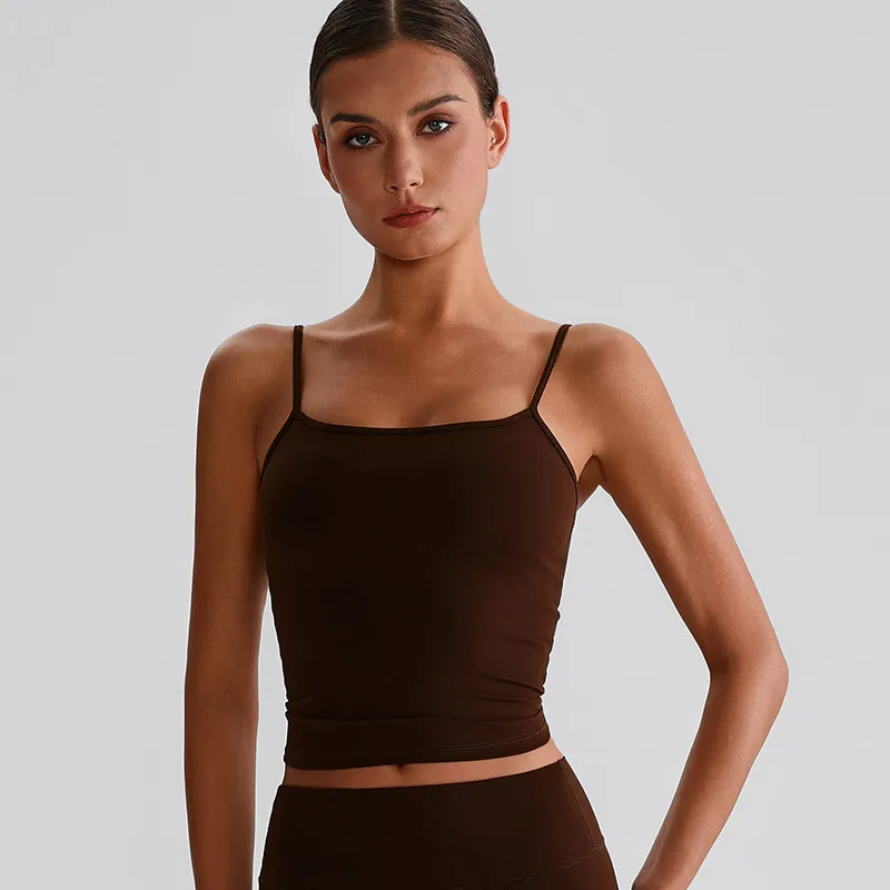 Spaghetti Strap Tank Top with Built in Bra​ Recycled Sportswear Custom Fitness Apparel