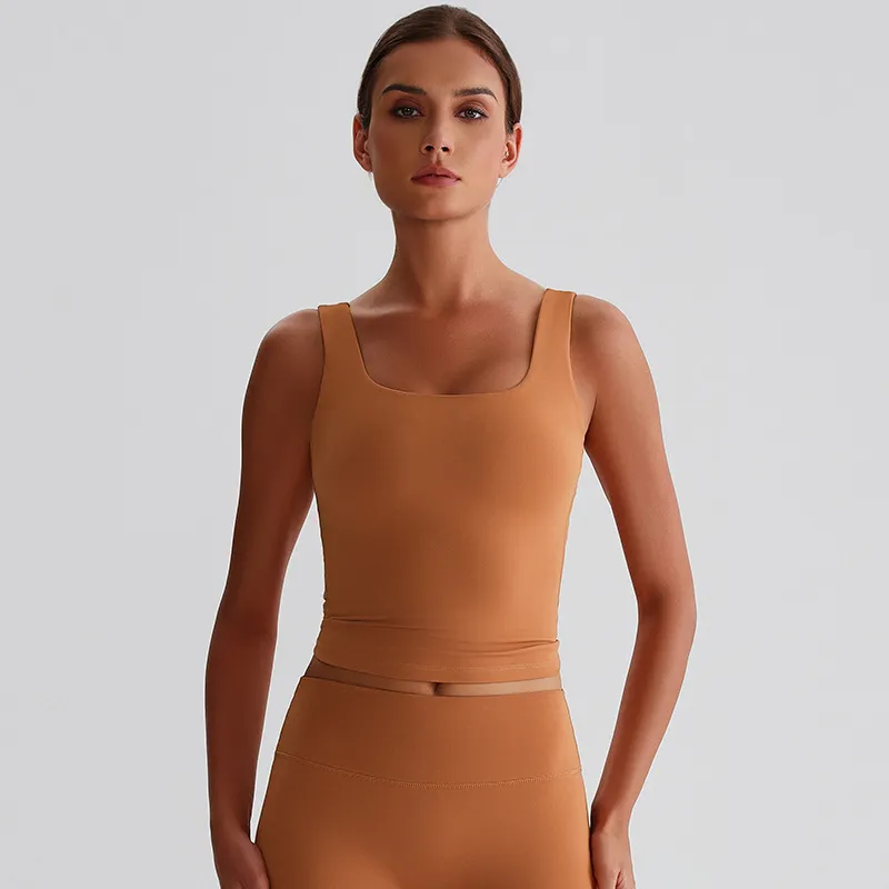 Square Neck Tank Top​​ Padded Sports Bras for Women Custom Fitness Apparel