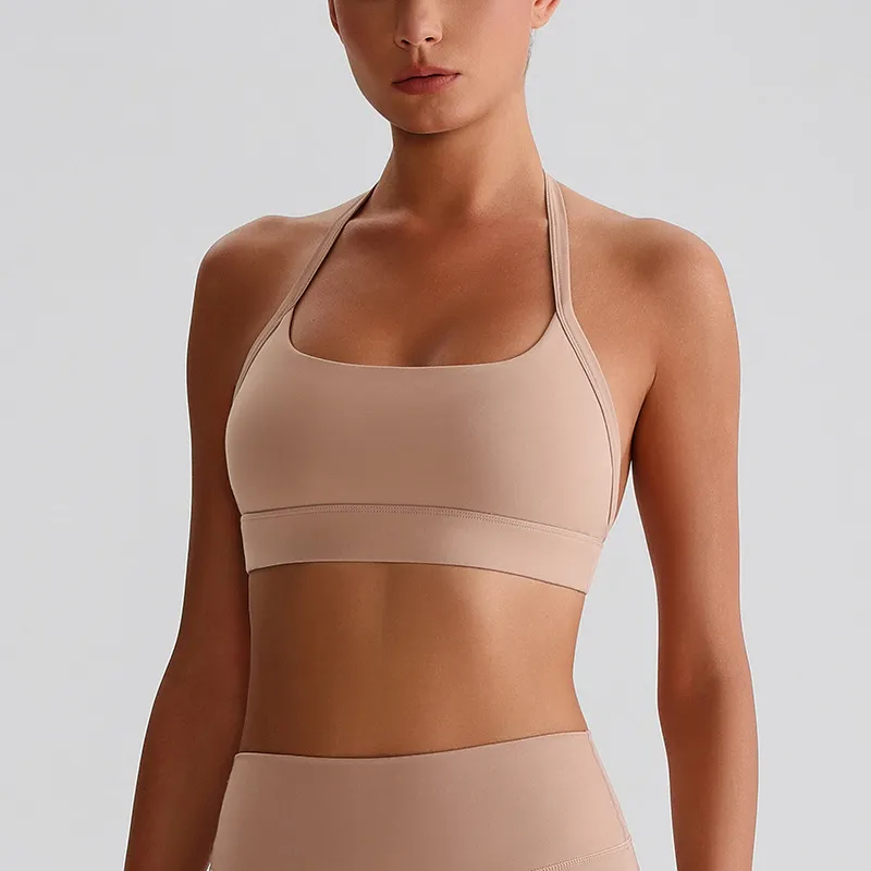 Halter Sports Bra Medium Support Padded Workout Bra Wholesale Fitness Clothing