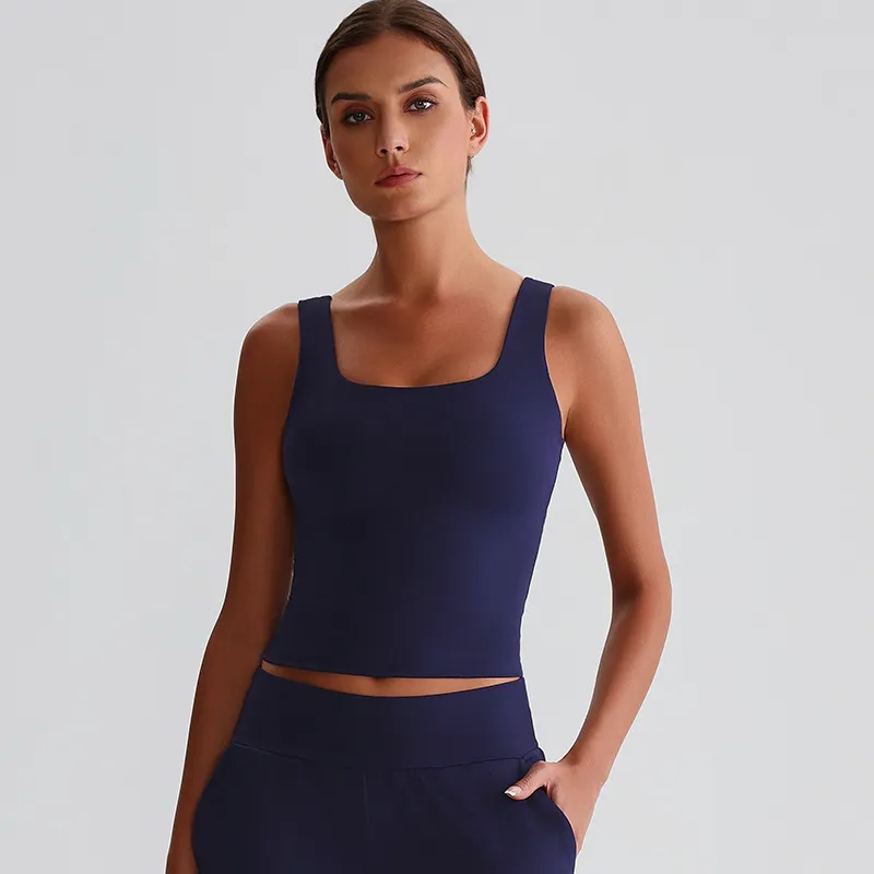 Square Neck Tank Top​​ Padded Sports Bras for Women Custom Fitness Apparel