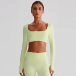 Long Sleeve Yoga Tops​ Square Neck T Shirt Gym Clothing Manufacturers