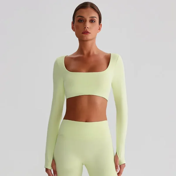 Long Sleeve Yoga Tops​ Square Neck T Shirt Gym Clothing Manufacturers