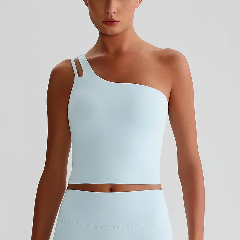 One Shoulder Sports Bra Wholesale Workout Clothes Recycled Fitness Tank Tops​