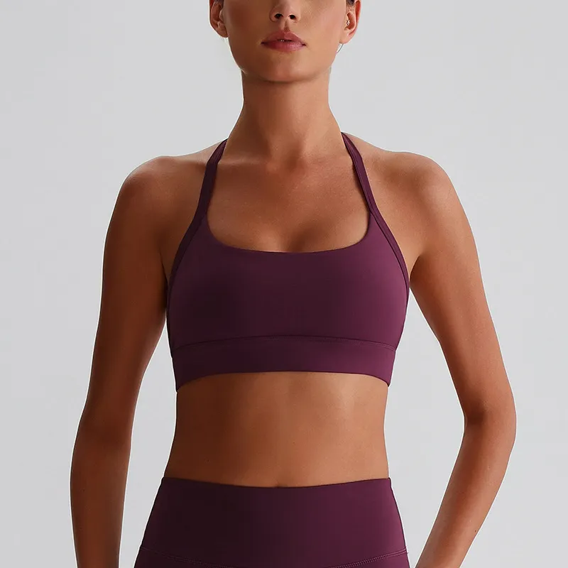 Halter Sports Bra Medium Support Padded Workout Bra Wholesale Fitness Clothing