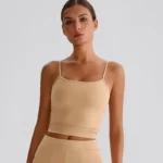 Spaghetti Strap Tank Top with Built in Bra​ Recycled Sportswear Custom Fitness Apparel
