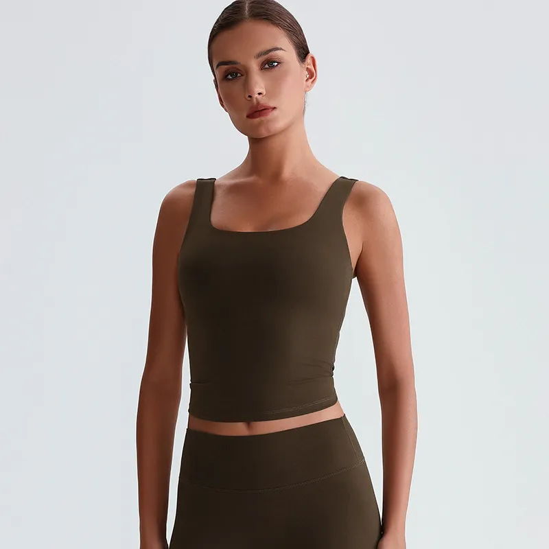 Square Neck Tank Top​​ Padded Sports Bras for Women Custom Fitness Apparel