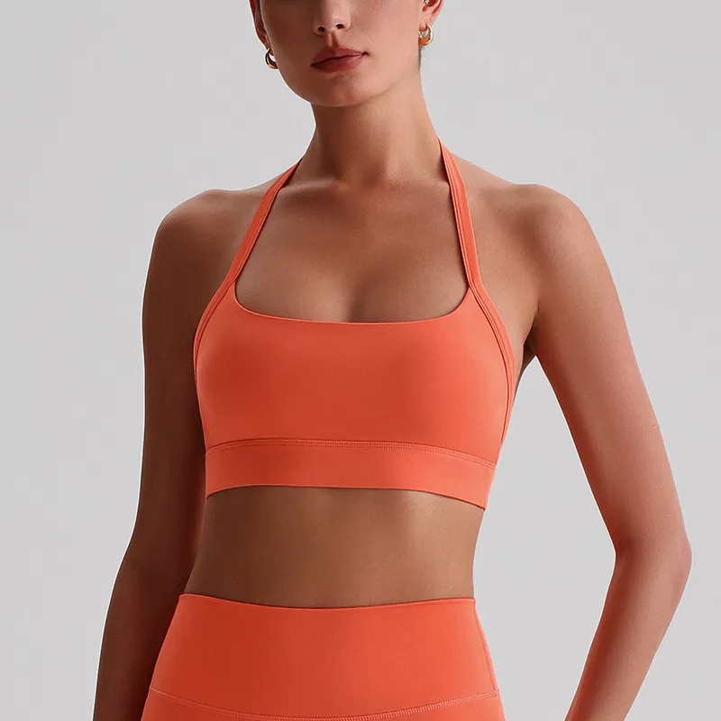 Halter Sports Bra Medium Support Padded Workout Bra Wholesale Fitness Clothing