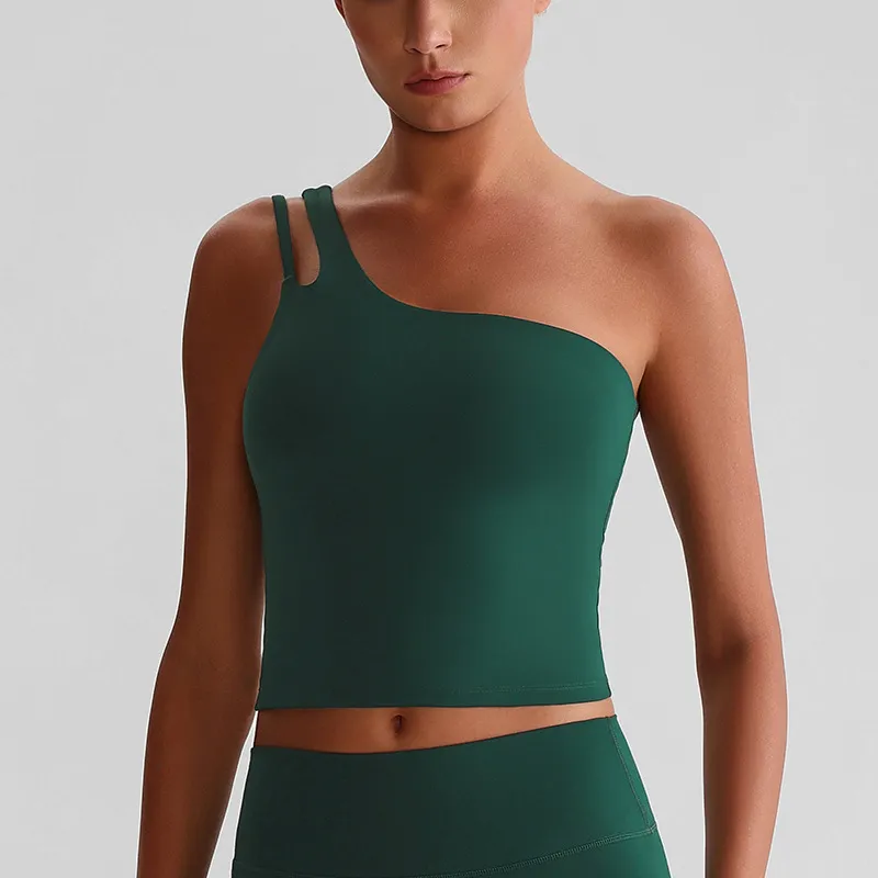 One Shoulder Sports Bra Wholesale Workout Clothes Recycled Fitness Tank Tops​