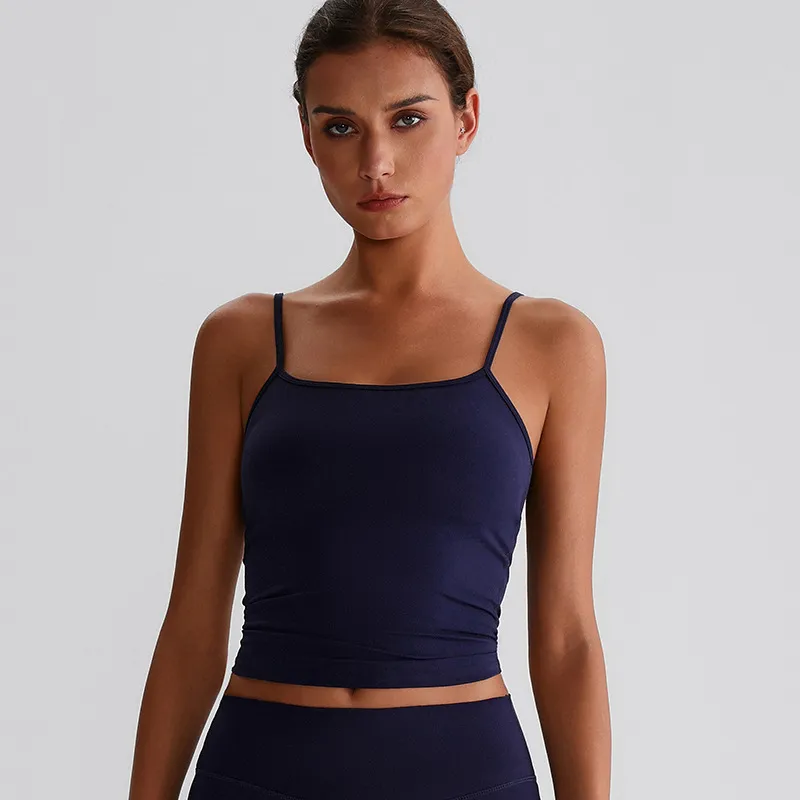 Spaghetti Strap Tank Top with Built in Bra​ Recycled Sportswear Custom Fitness Apparel