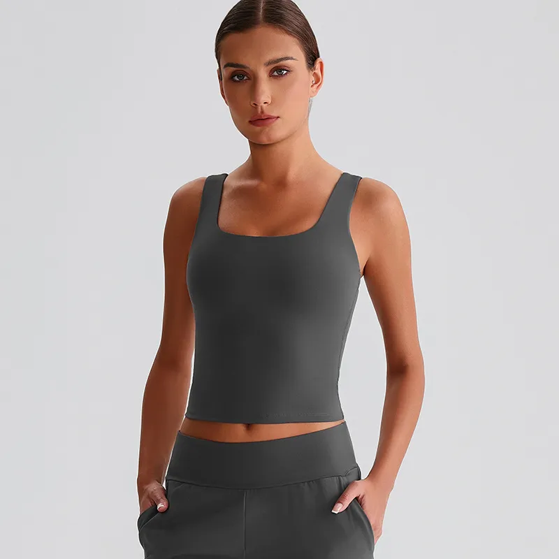 Square Neck Tank Top​​ Padded Sports Bras for Women Custom Fitness Apparel