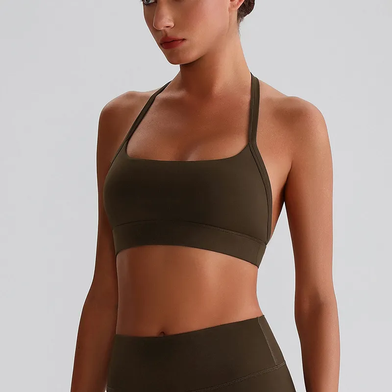 Halter Sports Bra Medium Support Padded Workout Bra Wholesale Fitness Clothing