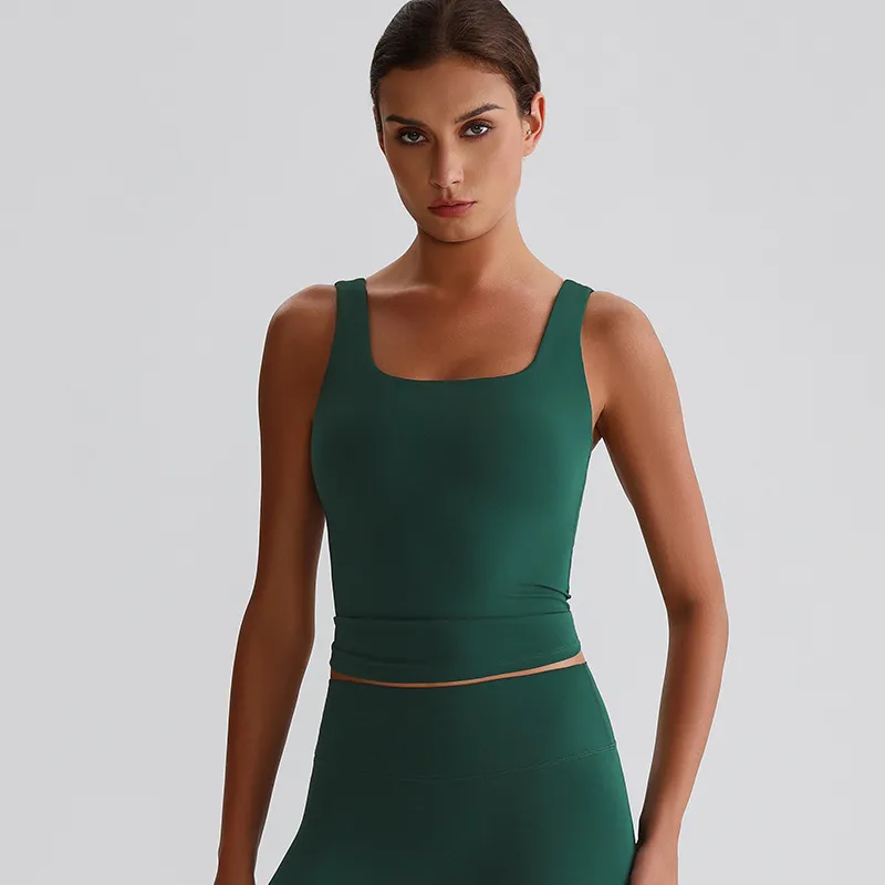 Square Neck Tank Top​​ Padded Sports Bras for Women Custom Fitness Apparel