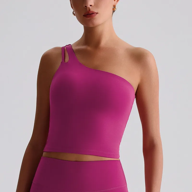 One Shoulder Sports Bra Wholesale Workout Clothes Recycled Fitness Tank Tops​