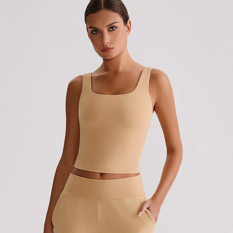 Square Neck Tank Top​​ Padded Sports Bras for Women Custom Fitness Apparel