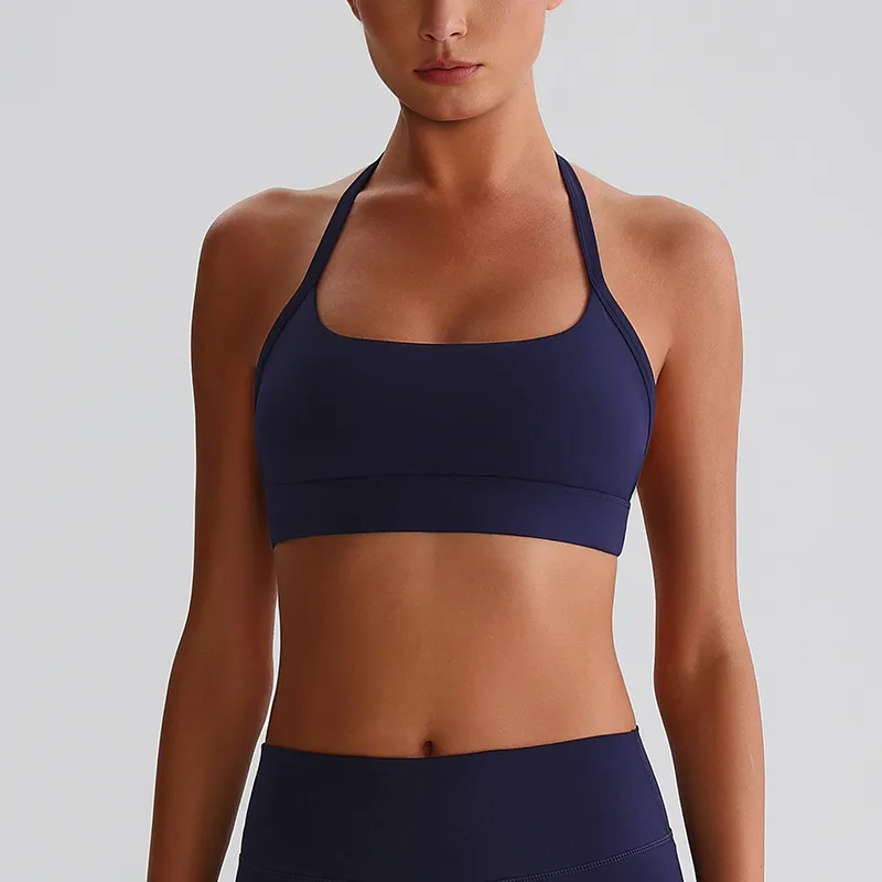 Halter Sports Bra Medium Support Padded Workout Bra Wholesale Fitness Clothing