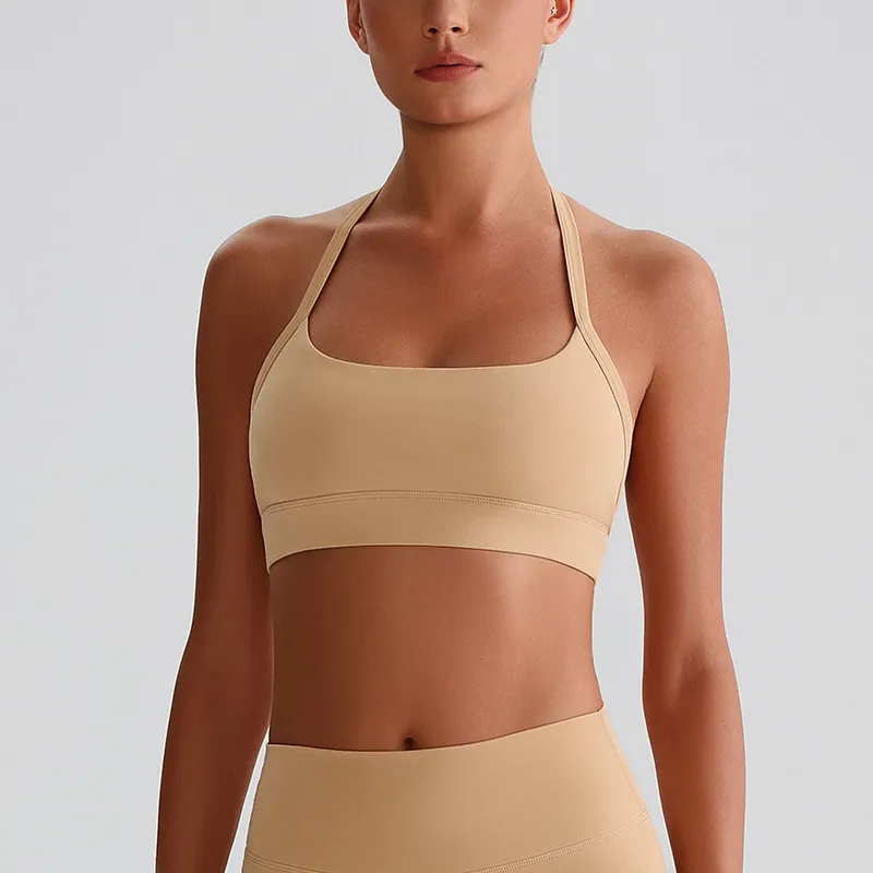 Halter Sports Bra Medium Support Padded Workout Bra Wholesale Fitness Clothing
