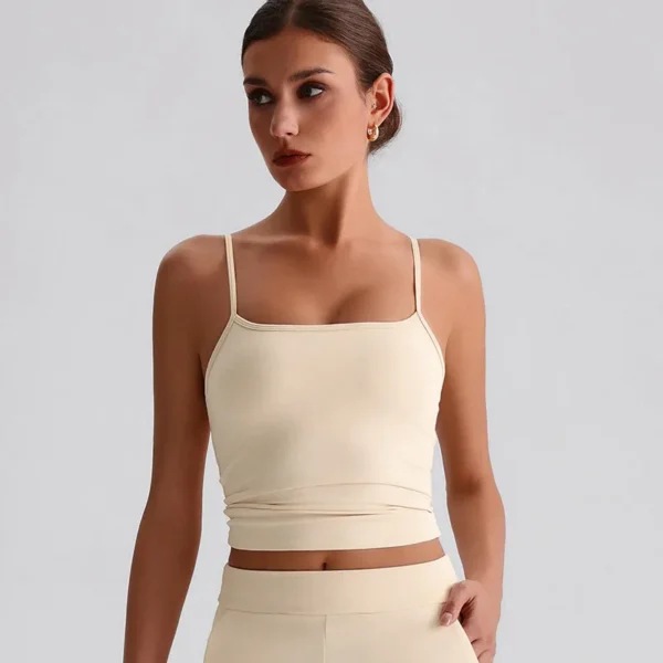 Spaghetti Strap Tank Top with Built in Bra​ Recycled Sportswear Custom Fitness Apparel