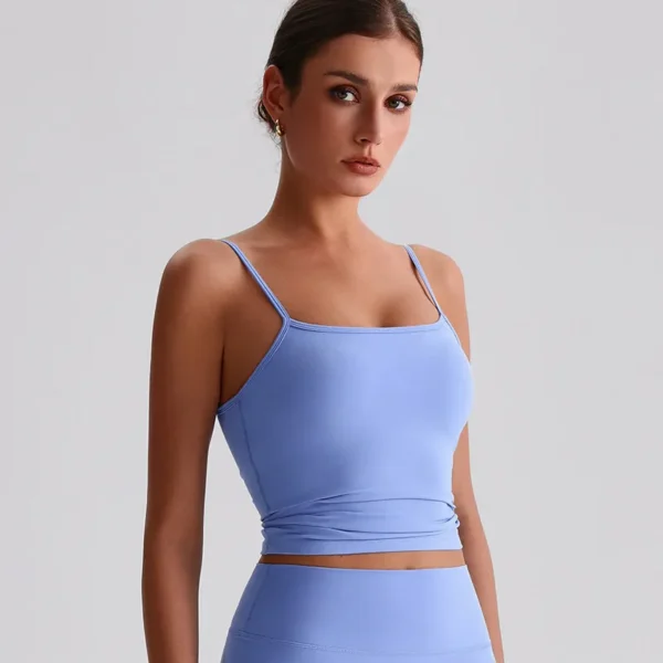 Spaghetti Strap Tank Top with Built in Bra​ Recycled Sportswear Custom Fitness Apparel
