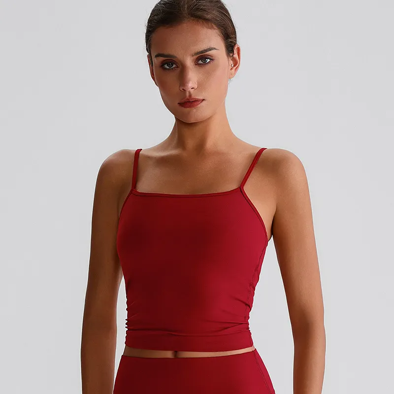 Spaghetti Strap Tank Top with Built in Bra​ Recycled Sportswear Custom Fitness Apparel