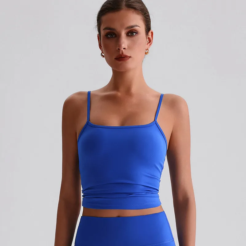 Spaghetti Strap Tank Top with Built in Bra​ Recycled Sportswear Custom Fitness Apparel