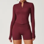 Tight Zip Up Jacket​ Lightweight Long Sleeve Yoga Tops​ Private Label Activewear