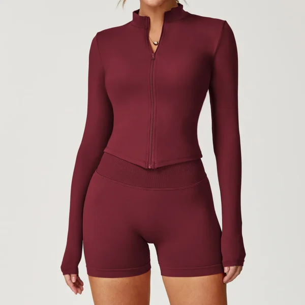 Tight Zip Up Jacket​ Lightweight Long Sleeve Yoga Tops​ Private Label Activewear