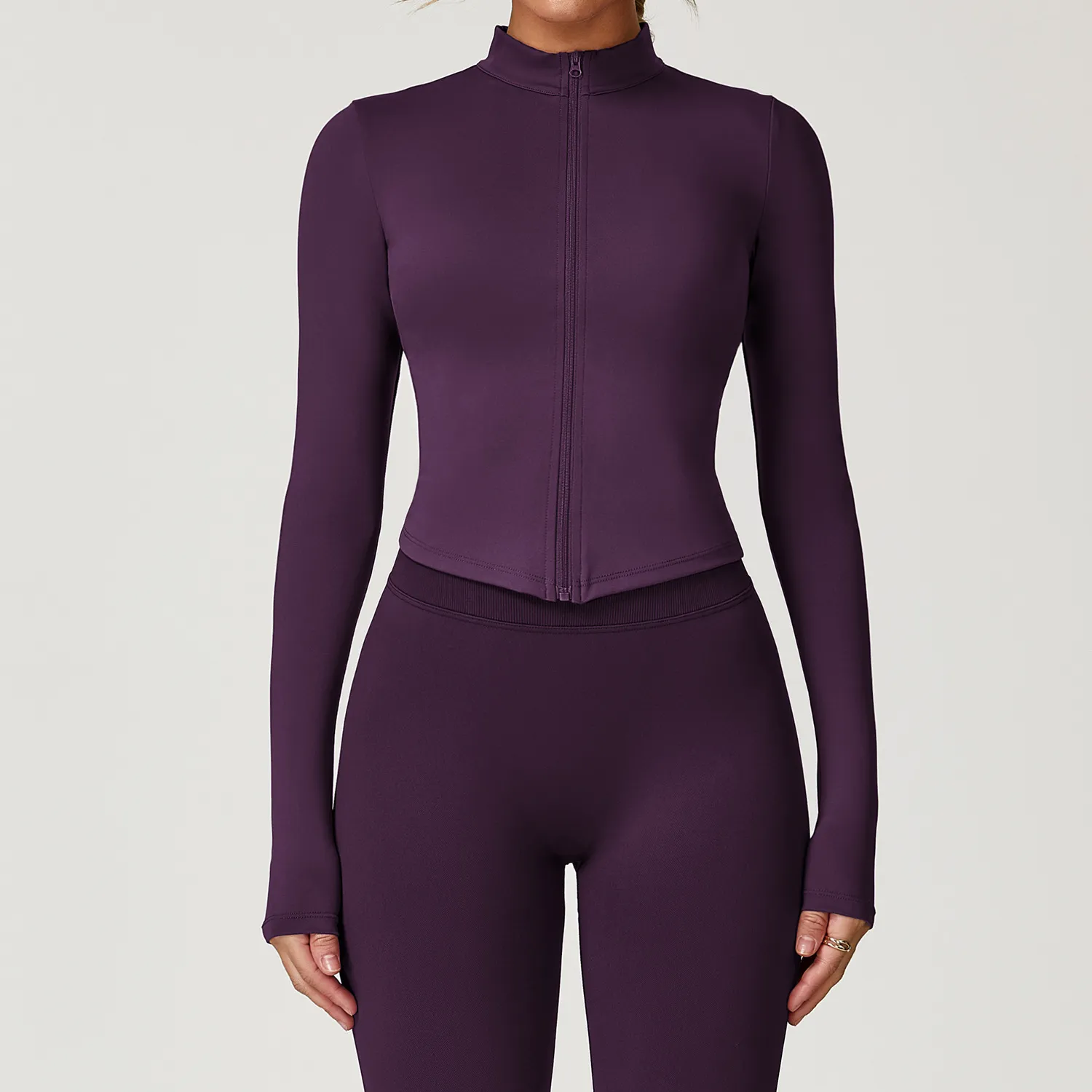 Tight Zip Up Jacket​ Lightweight Long Sleeve Yoga Tops​ Private Label Activewear